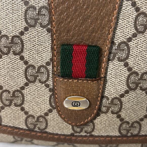 Authentic GUCCI GG Supreme Sherry Line Brown/Beige Clutch Bag - Picture 4 of 15
